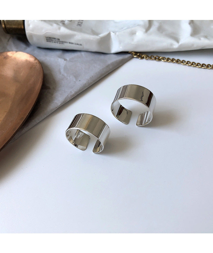 “S925 sterling silver plating” minimalist glossy open ring female ins wind retro twist lock chain index finger ring middle finger ring finger Netflix same models explosion jewelry