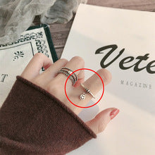 “S925 sterling silver plating” minimalist glossy open ring female ins wind retro twist lock chain index finger ring middle finger ring finger Netflix same models explosion jewelry