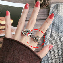 “S925 sterling silver plating” minimalist glossy open ring female ins wind retro twist lock chain index finger ring middle finger ring finger Netflix same models explosion jewelry