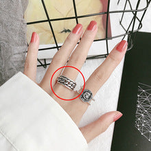 “S925 sterling silver plating” minimalist glossy open ring female ins wind retro twist lock chain index finger ring middle finger ring finger Netflix same models explosion jewelry