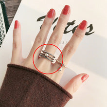 “S925 sterling silver plating” minimalist glossy open ring female ins wind retro twist lock chain index finger ring middle finger ring finger Netflix same models explosion jewelry