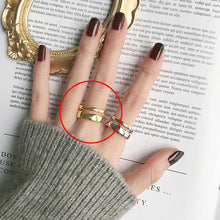 “S925 sterling silver plating” minimalist glossy open ring female ins wind retro twist lock chain index finger ring middle finger ring finger Netflix same models explosion jewelry