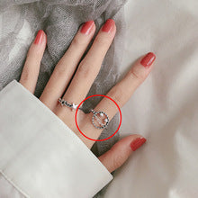 “S925 sterling silver plating” minimalist glossy open ring female ins wind retro twist lock chain index finger ring middle finger ring finger Netflix same models explosion jewelry