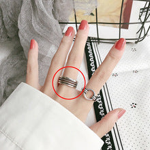 “S925 sterling silver plating” minimalist glossy open ring female ins wind retro twist lock chain index finger ring middle finger ring finger Netflix same models explosion jewelry