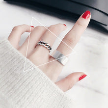 “S925 sterling silver plating” minimalist glossy open ring female ins wind retro twist lock chain index finger ring middle finger ring finger Netflix same models explosion jewelry