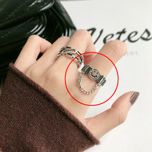 “S925 sterling silver plating” minimalist glossy open ring female ins wind retro twist lock chain index finger ring middle finger ring finger Netflix same models explosion jewelry