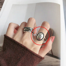 “S925 sterling silver plating” minimalist glossy open ring female ins wind retro twist lock chain index finger ring middle finger ring finger Netflix same models explosion jewelry