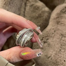 “S925 sterling silver plating” snake bone winding minimalist open ring | men and women with the same ins cool style multi-layer line ring index finger middle finger stacked wear 2025 this year gift