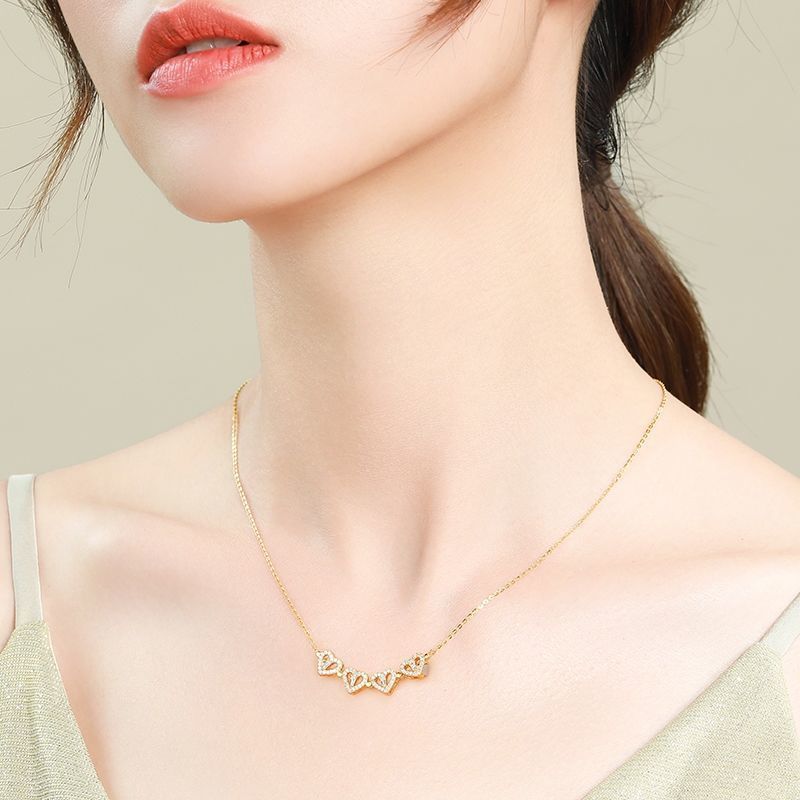 [LIVE SALE] Double Wear Heart Chain Ceiling, S925 Silver Four Leaf Clover Chain｜Adjustable Y2K Double Wear Mode｜18K Gold Vacuum Plated Without Loss of Color｜Valentine's Day Girlfriend's Gift #TikTok Stacking Pop-ups