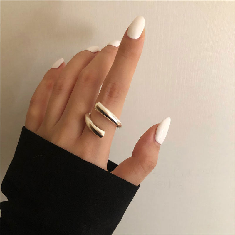 [LIVE SALE] Y2K Cyberpunk Ring ➜ 925 Silver Plated Geometric Open Adjustable Knuckle Ring | Hypoallergenic Unisex Jewelry Gift for Her/Him