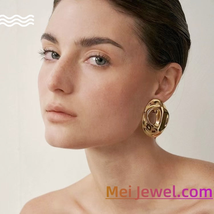 Luxury Minimalist Earrings - Aerospace Titanium Hoops with 18K Gold PVD & 925 Sterling Silver | Hypoallergenic 5.1g Lightweight Jewelry for Sensitive Ears