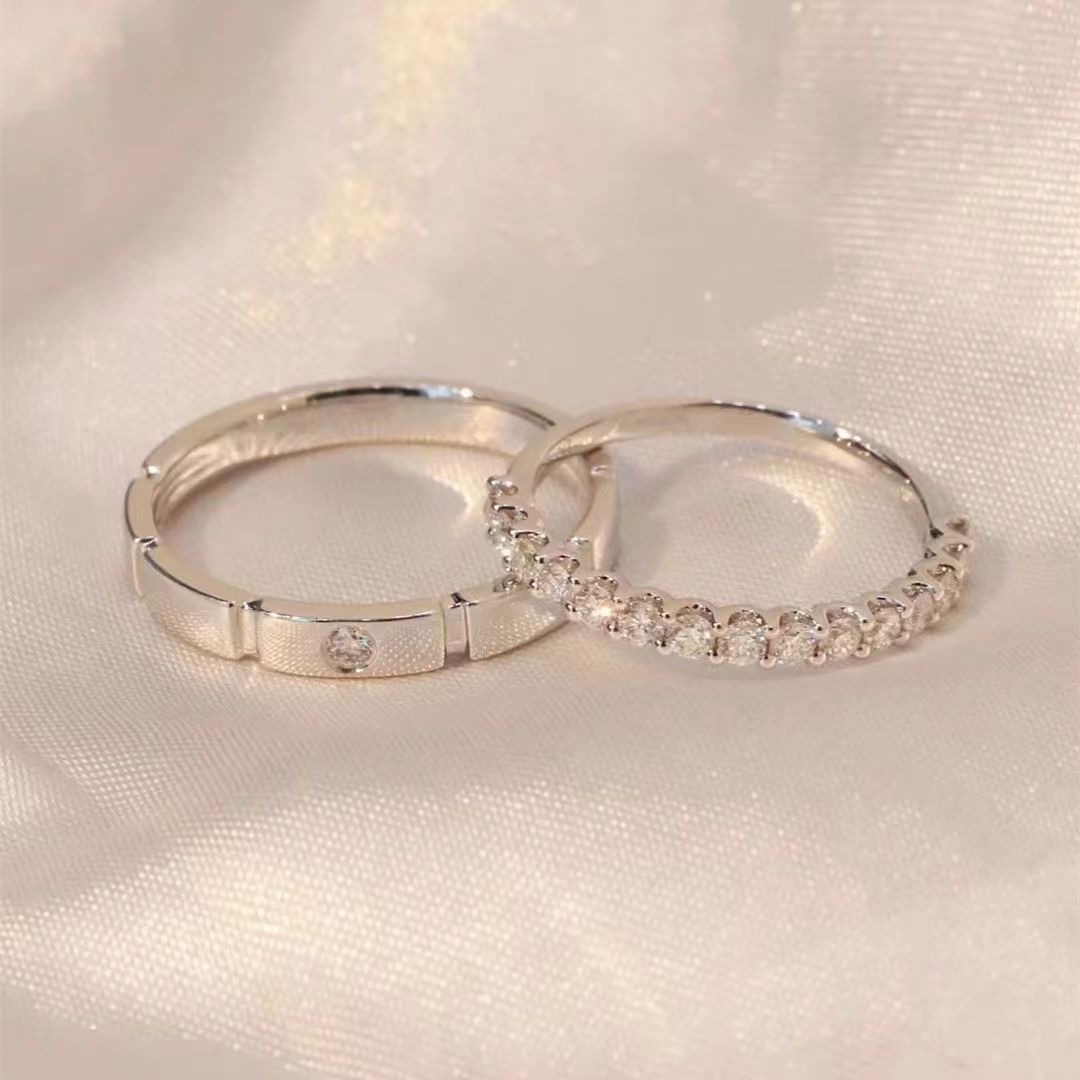 [LIVE SALE] Tk's #1 Couple Rings Silver & Titanium Steel Dual Metal | 18K Gold Vacuum Plated Adjustable Open Rings | Hypoallergenic Matching Jewelry + FREE Engraving #CoupleGoals